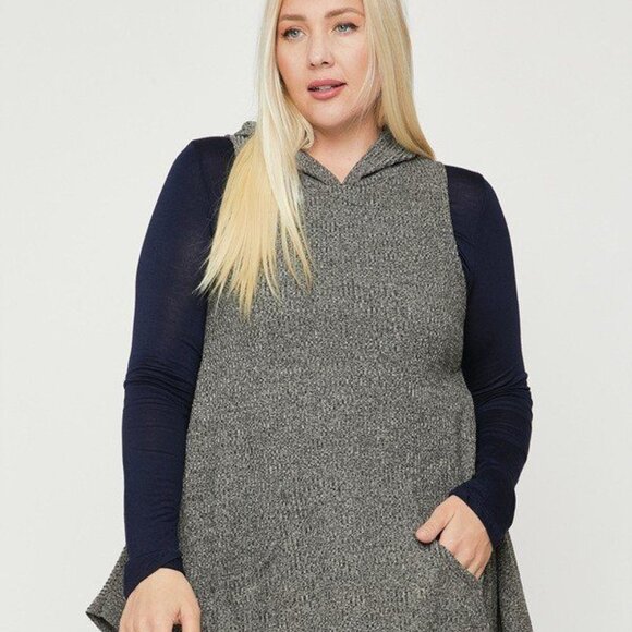 Plus Size Two Tone Knit, Sleeveless Top - Picture 1 of 3